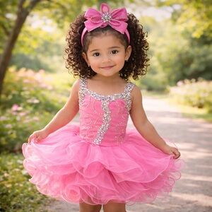Girls pink pageant cupcake birthday princess dress